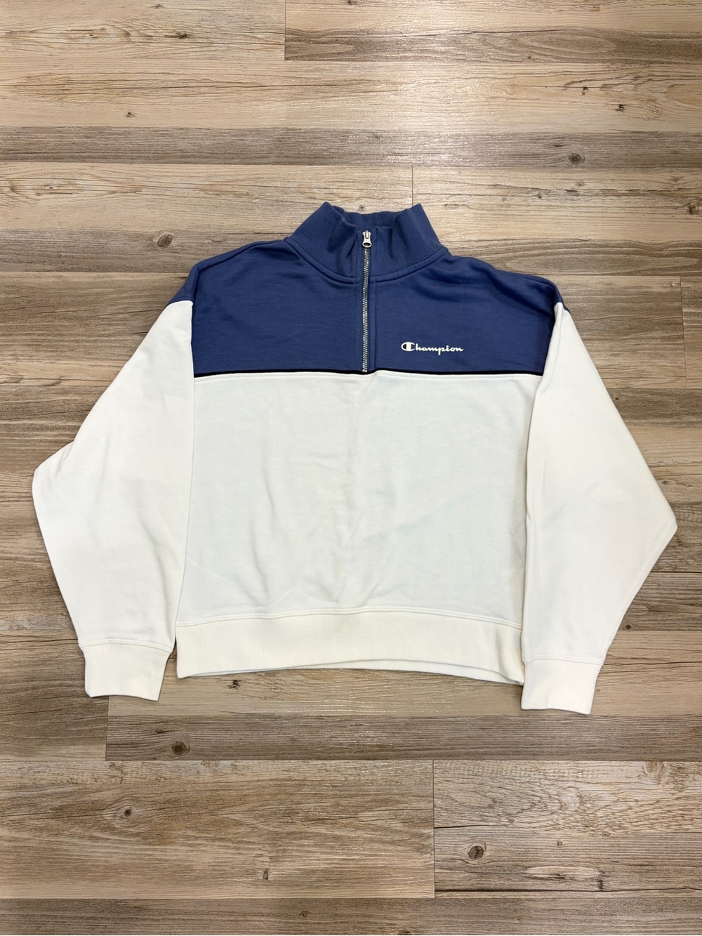 Champion Periwinkle Blue and White Quarter-Zip Pullover